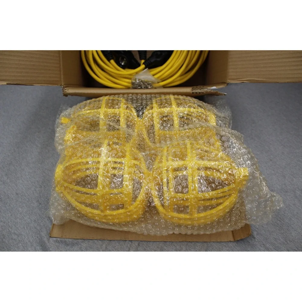 Power Phase Light String 100ft Yellow Temporary Outdoor 12/3 AWG 10 Socket